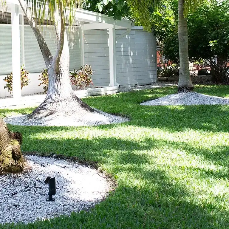 Residential home with a freshly manicured lawn